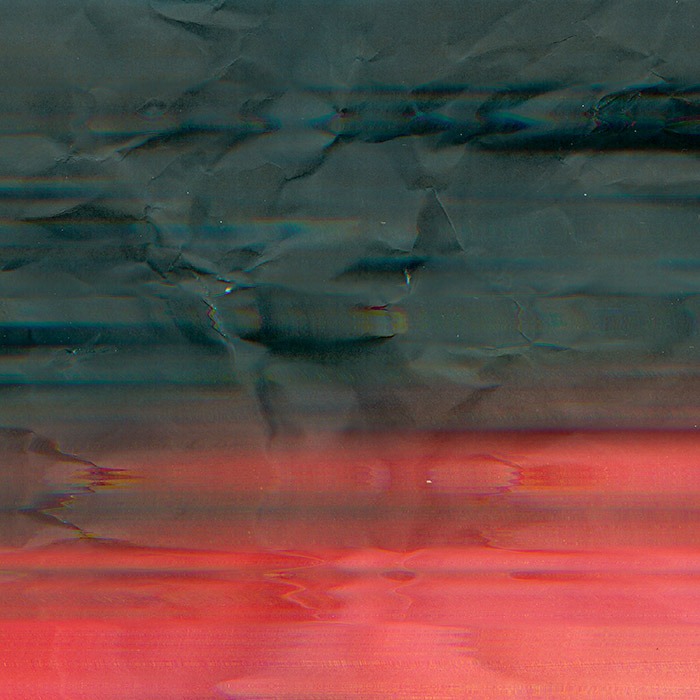 Red and green-ish, glitchy cover artwork of Can I Say's 2020 EP, called Flood